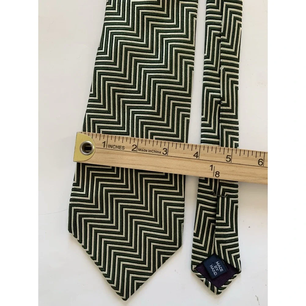 Vintage Polo Ralph Lauren Silk Tie Black/Gold Chevron Geometric USA 58